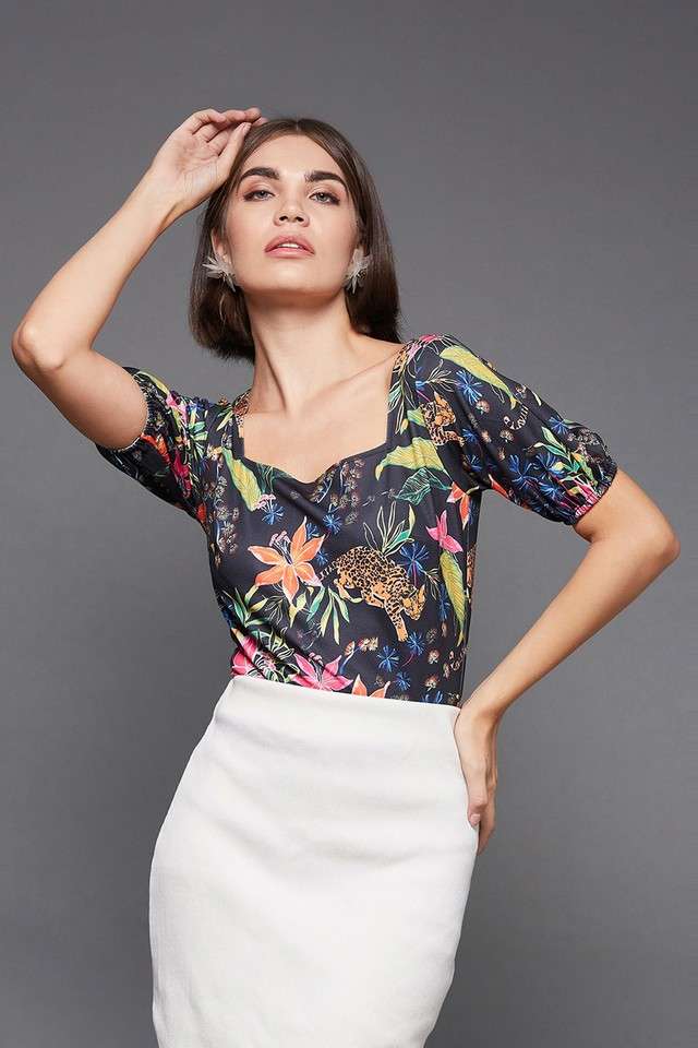 miss chase Printed Polyester Square Neck Women Top-picture-47