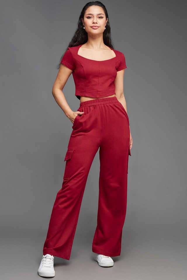 miss chase Solid Full Length Cotton Knitted Women's Co-Ord Set-picture-40