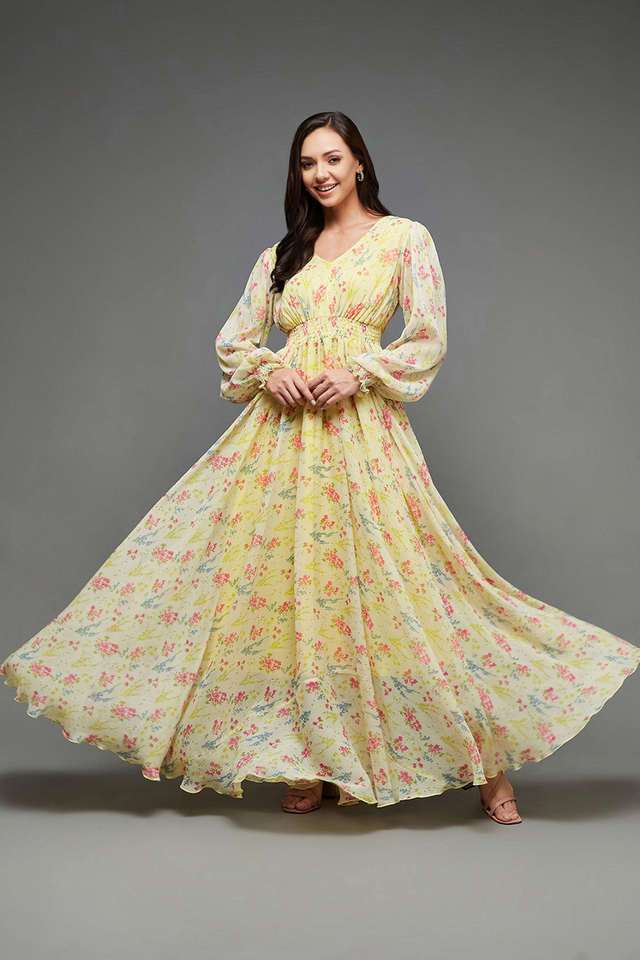 miss chase Floral V-Neck Chiffon Women Dress-picture-12