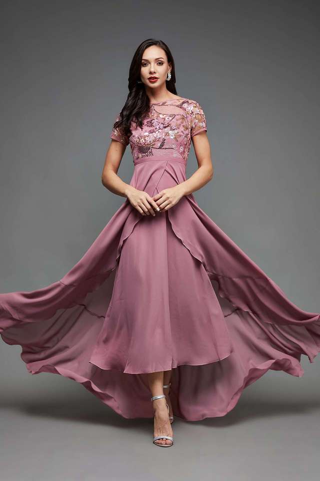 miss chase Floral Round Neck Georgette Women Dress-picture-10