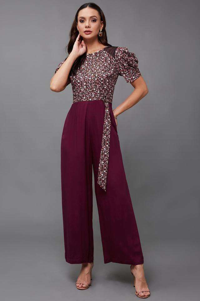 miss chase Floral Half Sleeves Viscose Women's Ankle Length Jumpsuit-picture-20