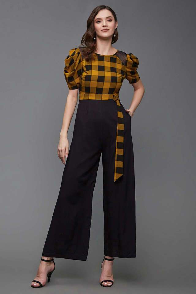 miss chase Checks Half Sleeves Rayon Blend Women's Jumpsuit-picture-30