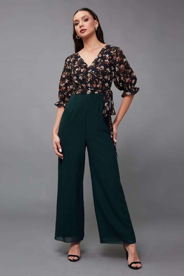 miss chase Floral Half Sleeves Georgette Women's Ankle Length Jumpsuit-picture-25
