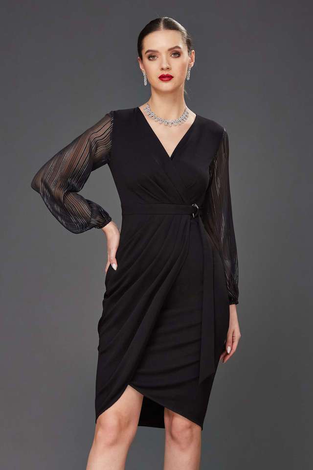 miss chase Solid V-Neck Rayon Women Dress-picture-19