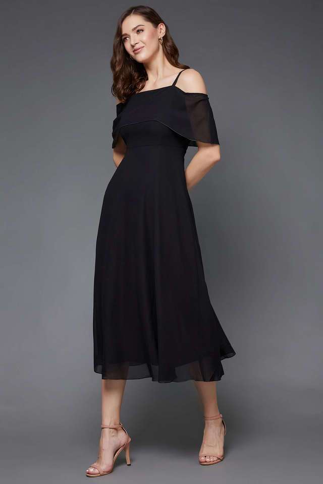miss chase Solid Square Neck Georgette Women Dress-picture-33