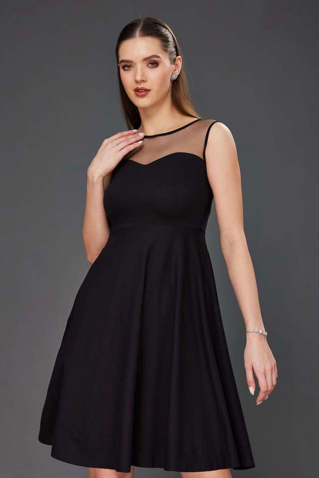 miss chase Solid Round Neck Cotton Women Dress-picture-45