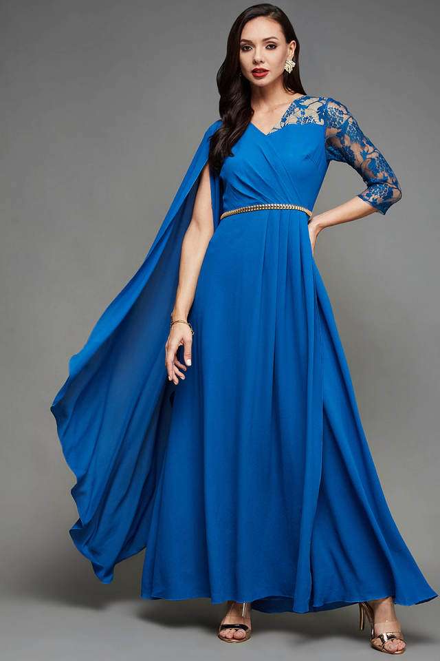 miss chase Solid V-Neck Georgette Women Dress-picture-31