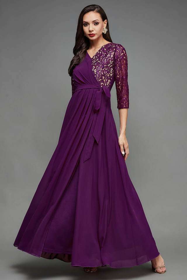 miss chase Textured V-Neck Georgette Women Dress-picture-13