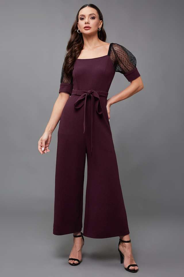 miss chase Solid Half Sleeves Polyester Women's Crop Jumpsuit-picture-21
