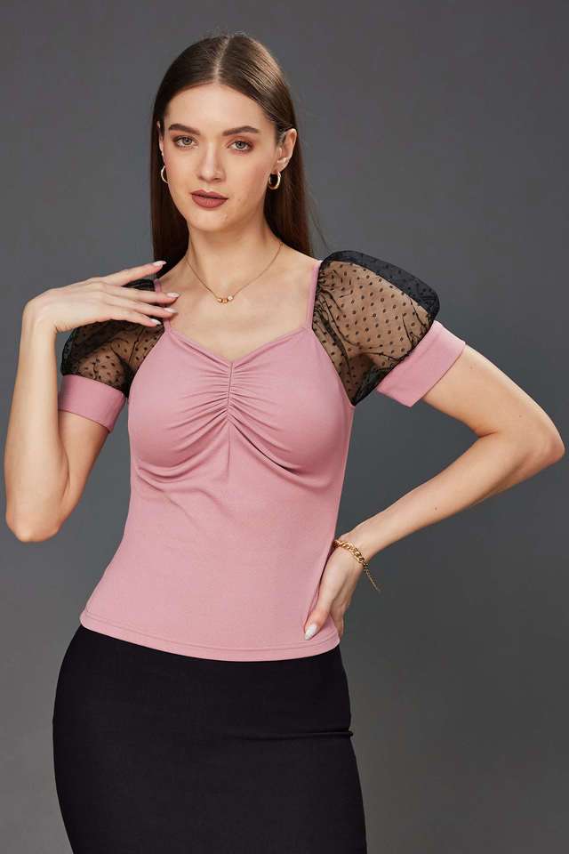 miss chase Solid Rayon V-Neck Women Top-picture-41