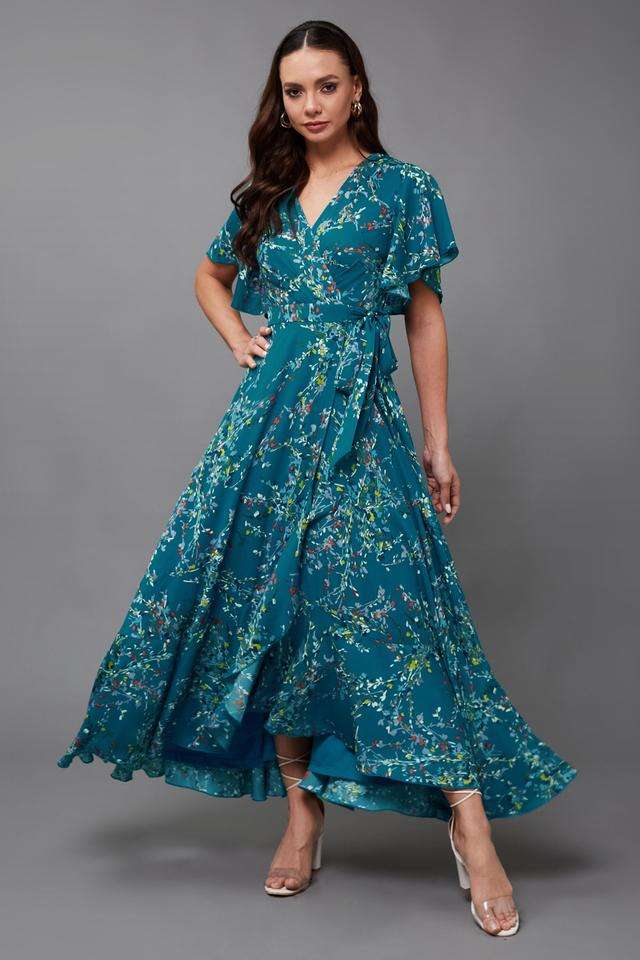 miss chase Floral V-Neck Crepe Women Dress-picture-25