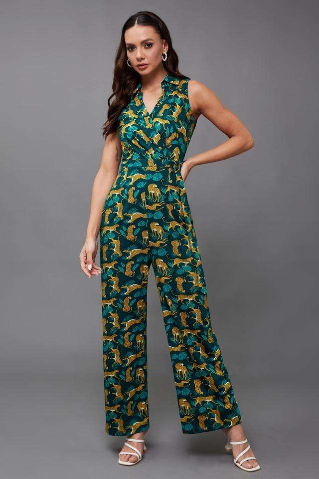 miss chase Animal Print Sleeveless Cotton Women's Ankle Length Jumpsuit-picture-10