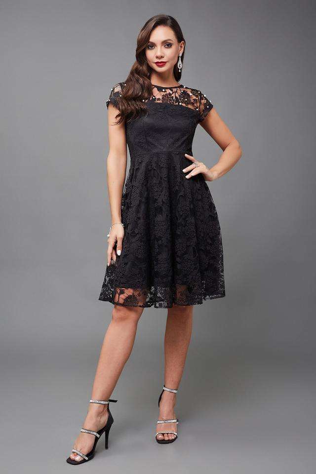 miss chase Embellished Round Neck Lace Women Dress-picture-38