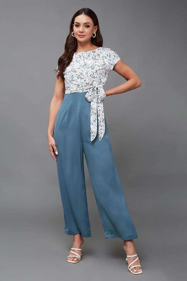 miss chase Floral Short Sleeves Crepe Women's Ankle Length Jumpsuit-picture-30
