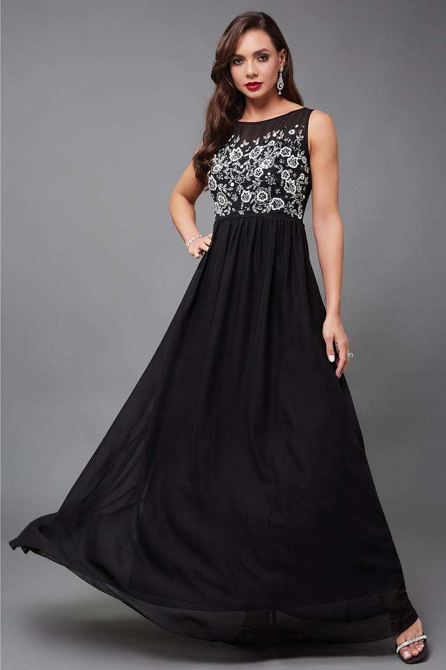 miss chase Embroidered Boat Neck Georgette Women Dress-picture-17