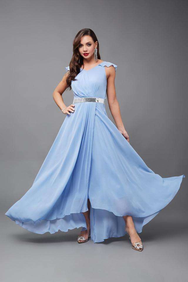 miss chase Solid V-Neck Georgette Women Dress-picture-23