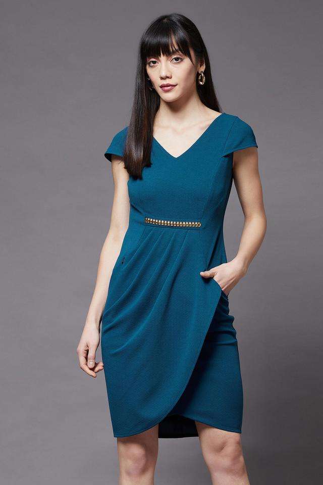 miss chase Solid V-Neck Polyester Women Dress-picture-10