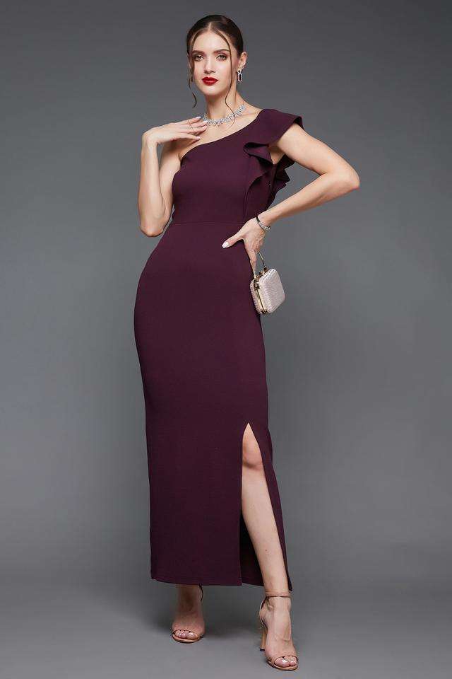 miss chase Solid One Shoulder Polyester Women Dress-picture-38