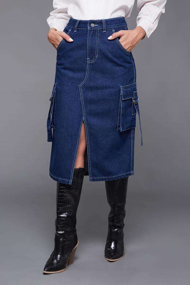 miss chase Straight Fit Knee Length Denim Women Casual Wear Skirts-picture-34