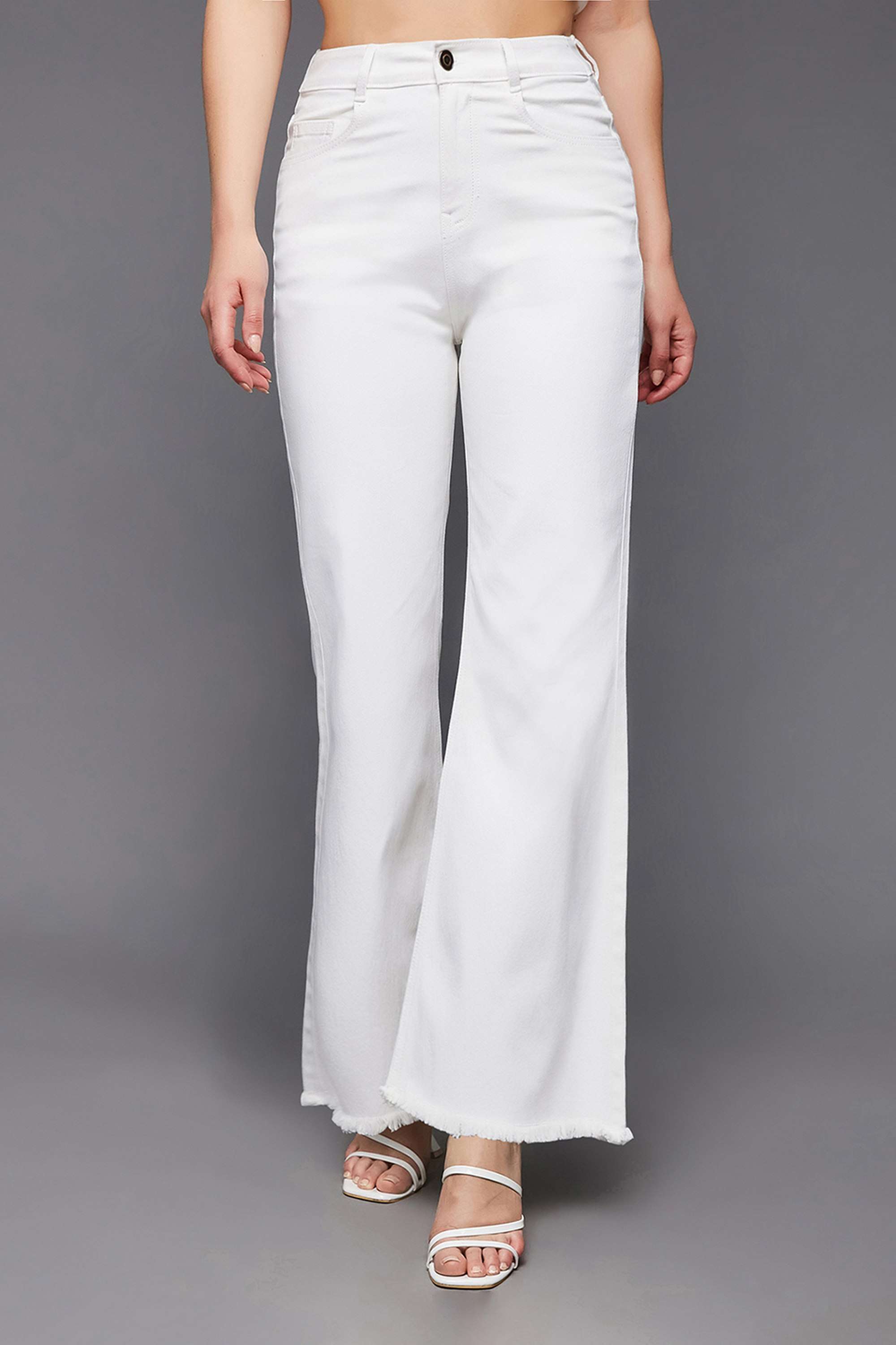 Miss Chase Women's White Bootcut High Rise Clean Look Regular-Length Stretchable Denim Jeans-picture-16