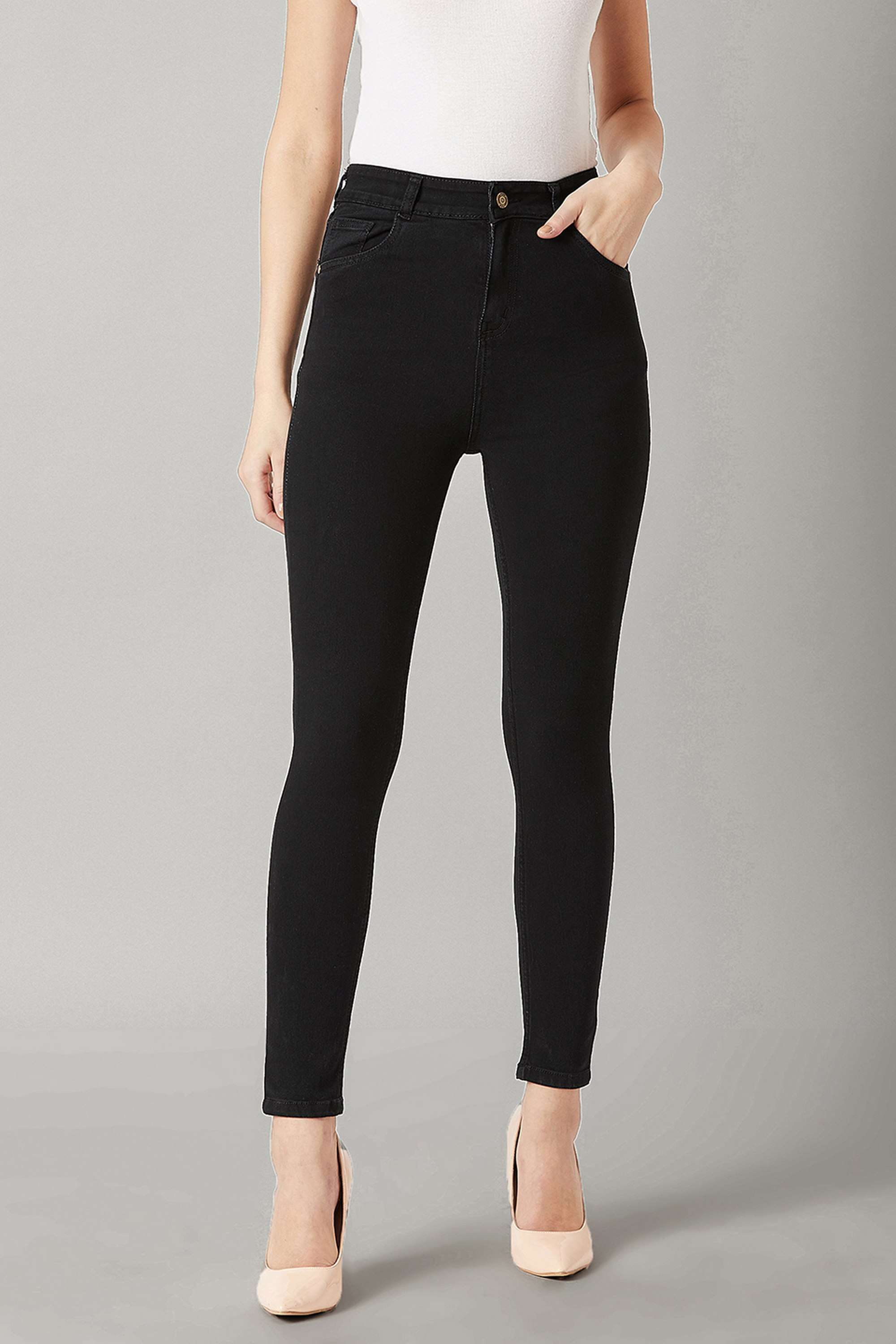 Miss Chase Women's Black Skinny Fit High Rise Clean Look Regular Length Clean Look Stretchable Denim Jeans-picture-25