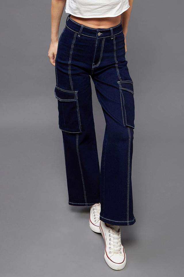 High Rise Dark Wash Denim Relaxed Fit Women's Jeans
