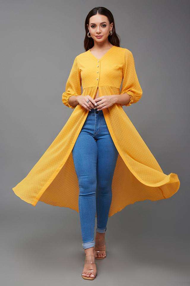 Solid Chiffon V-Neck Women Top-image-34