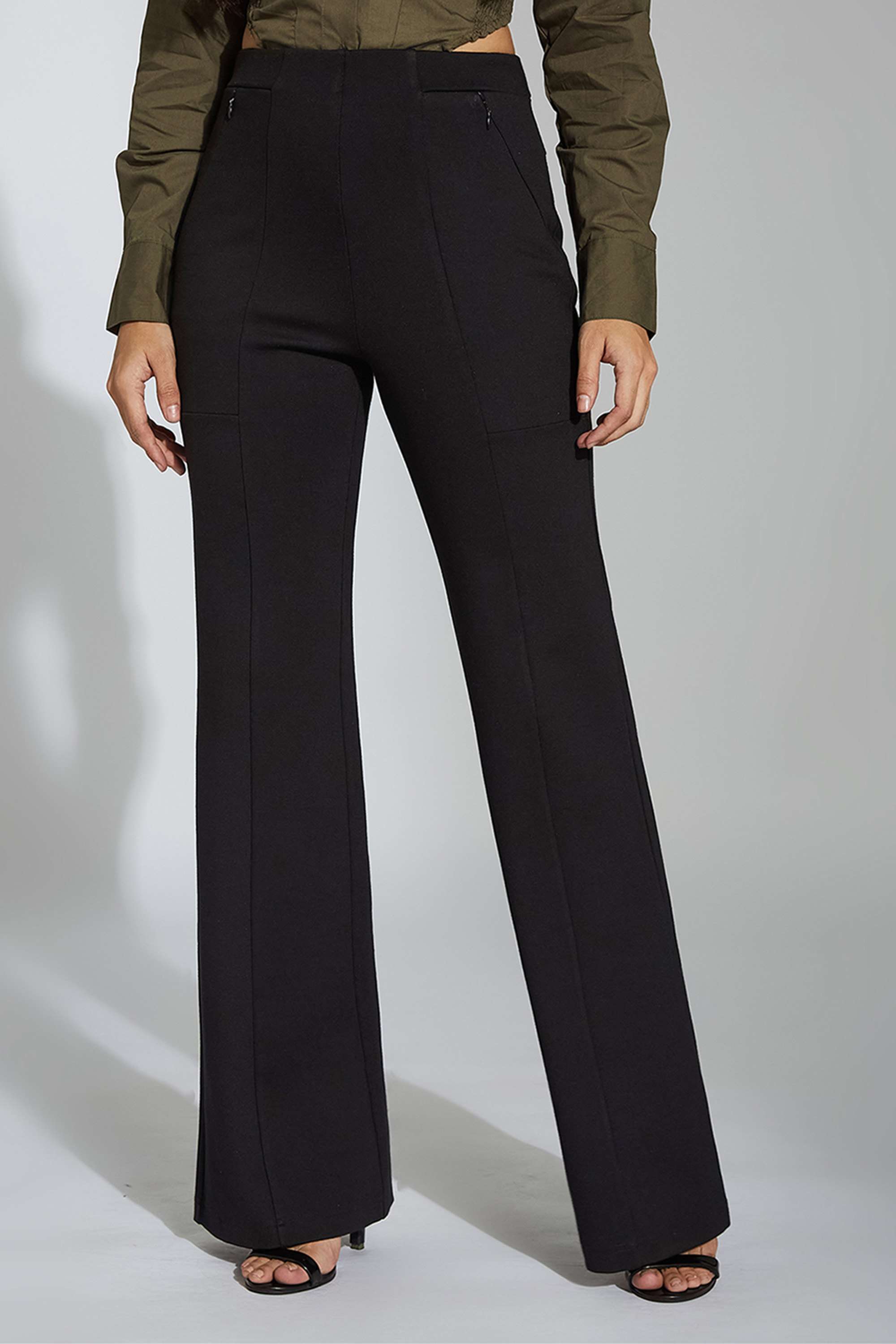 Miss Chase Womens Black Solid Bootcut Regular-Length Rayon Trouser-picture-13