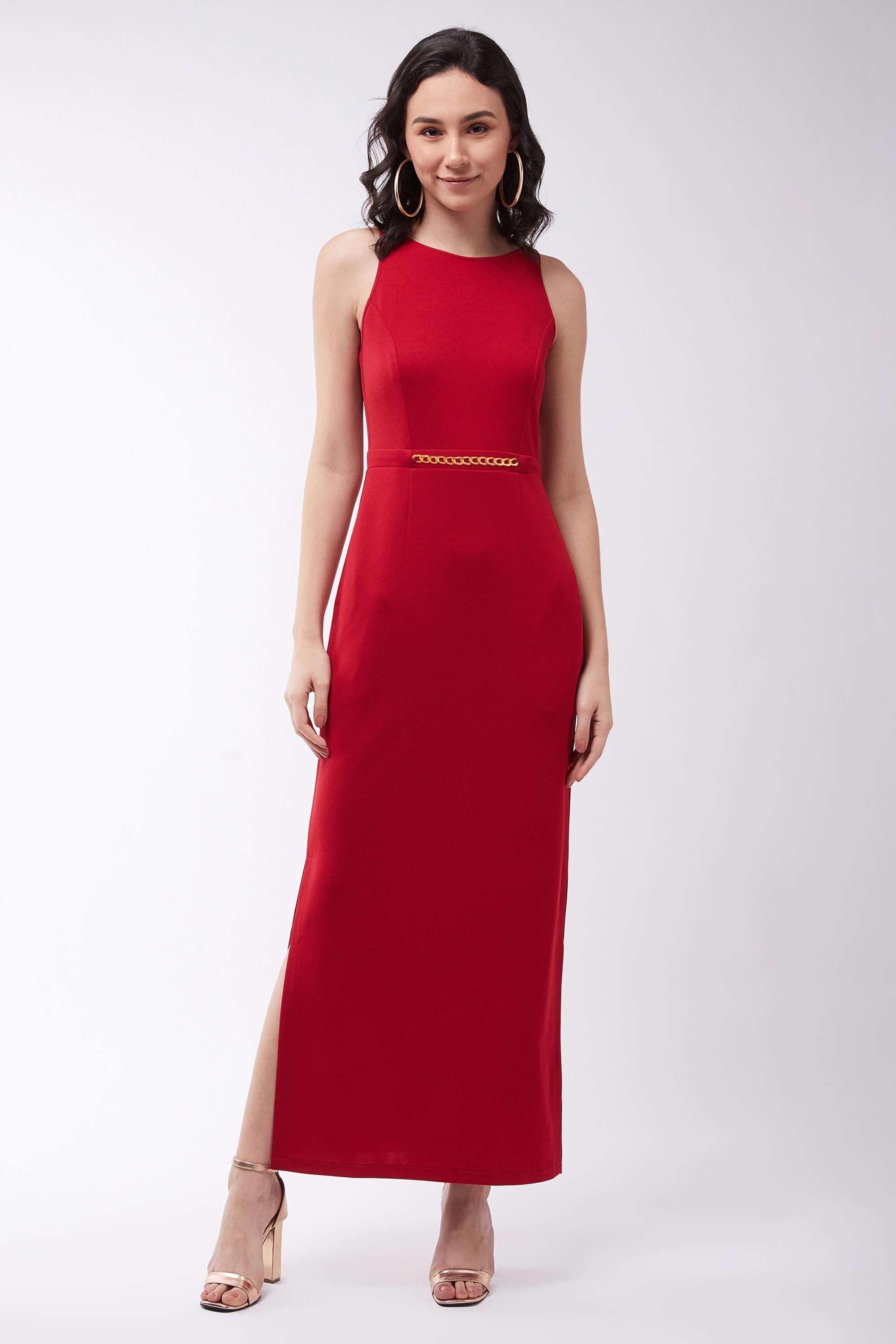 miss chase Solid Round Neck Polyester Women Dress-picture-42