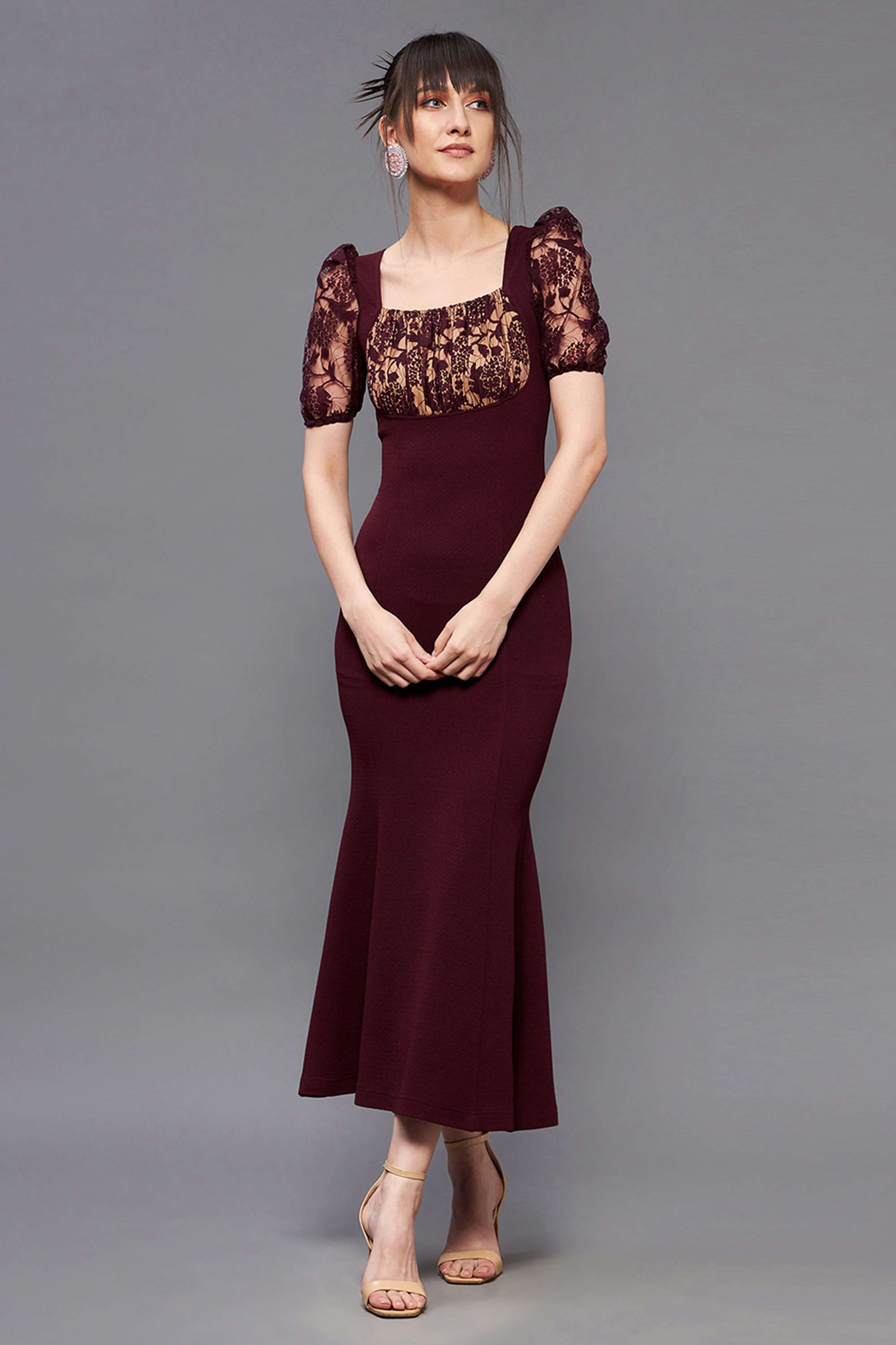 miss chase Printed Square Neck Polyester Women Dress-picture-11