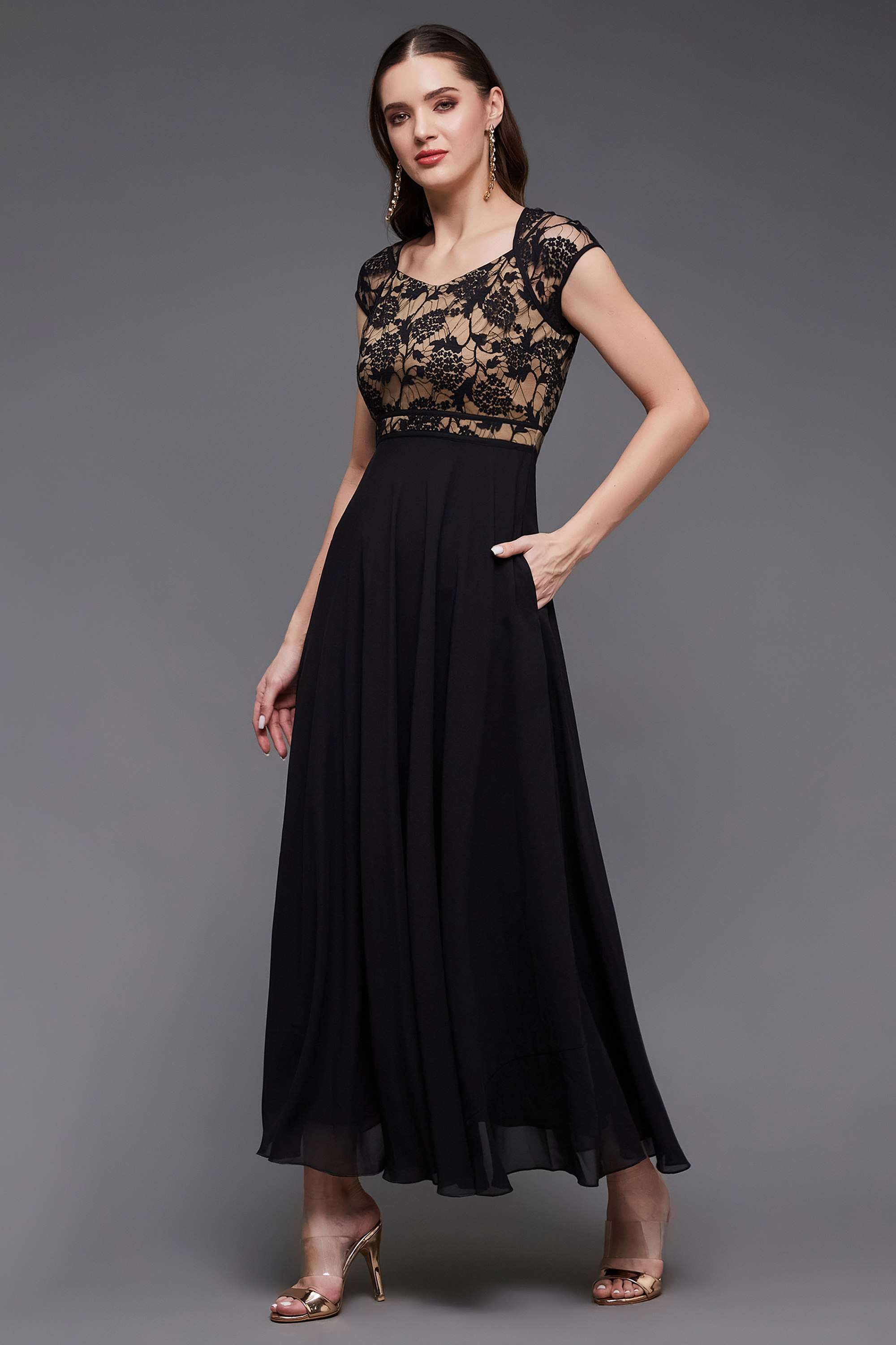 miss chase Printed V-Neck Georgette Women Dress-picture-23