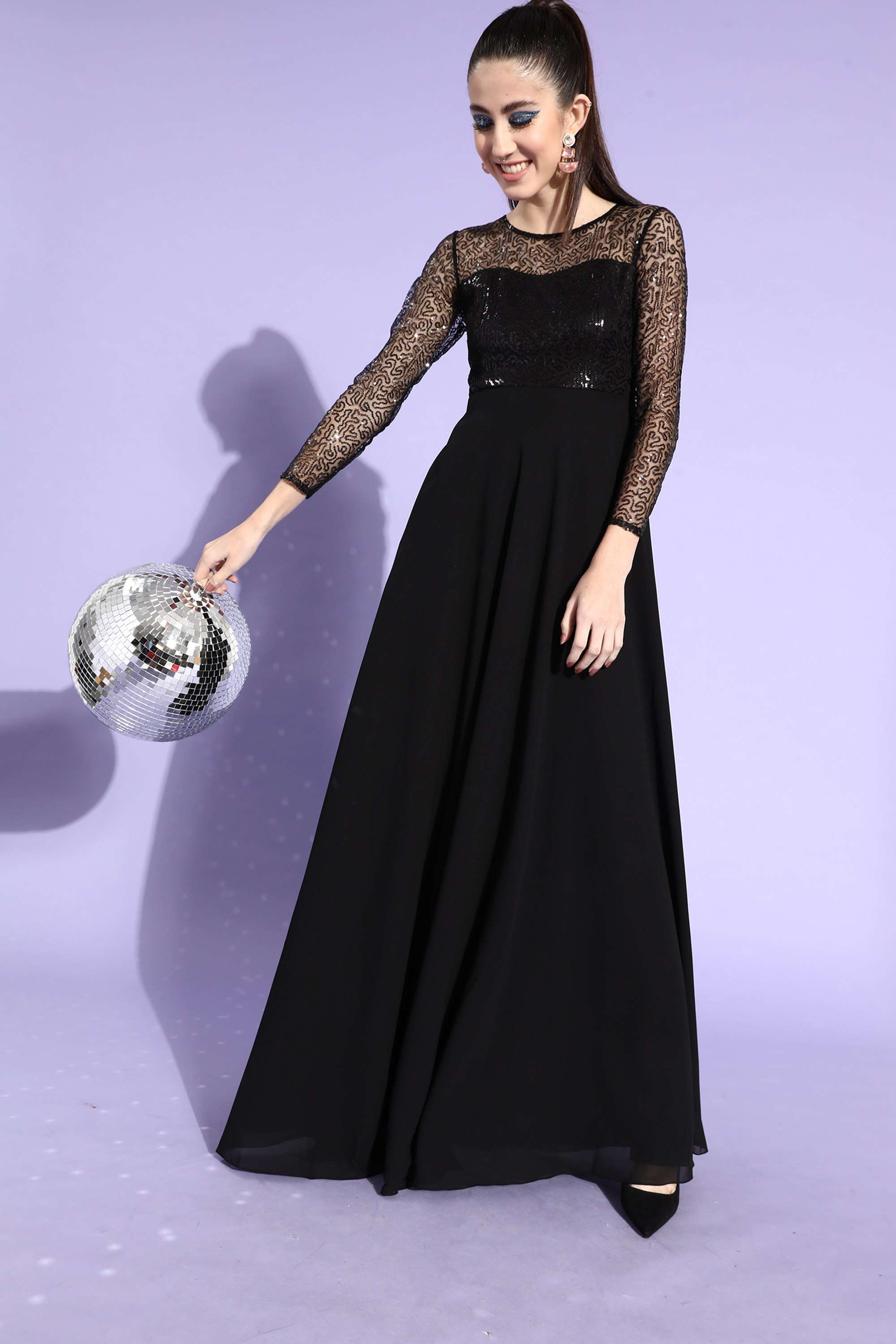 miss chase Embellished Round Neck Georgette Women Dress-picture-17
