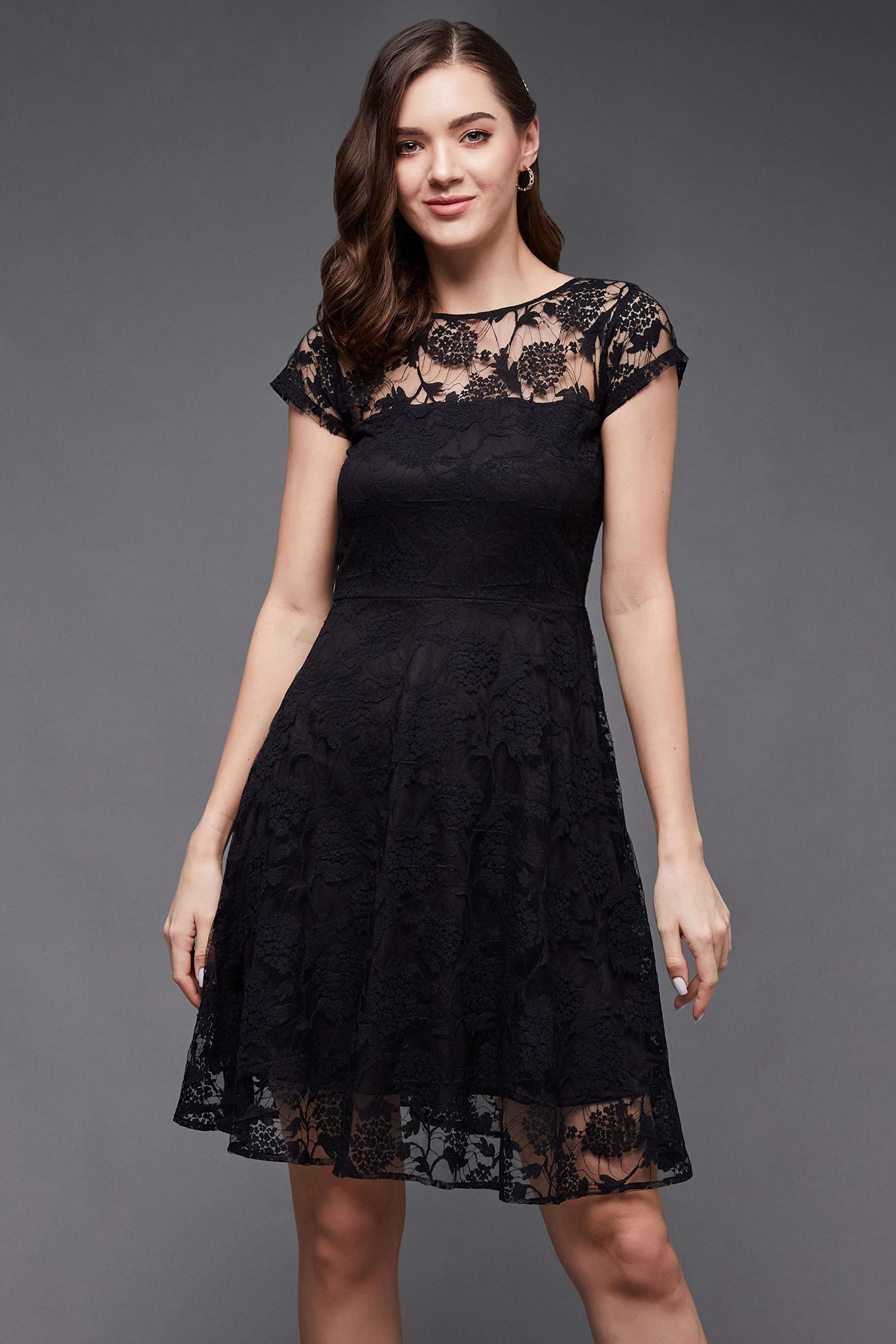 miss chase Printed Round Neck Lace Women Dress-picture-14