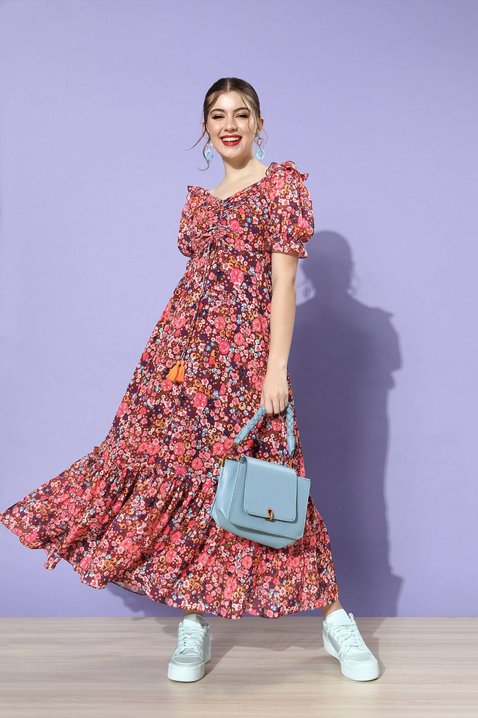 miss chase Floral Sweetheart Neck Georgette Women Dress-picture-23