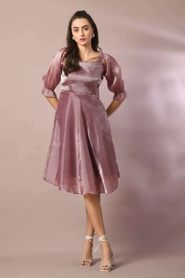 a line knee length chiffon dress A-Line V-neck Knee Length Chiffon Homecoming Dress With Split Front –  Angrila main image 0