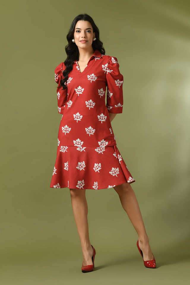 myshka Printed Collared Polyester Women Dress-picture-13