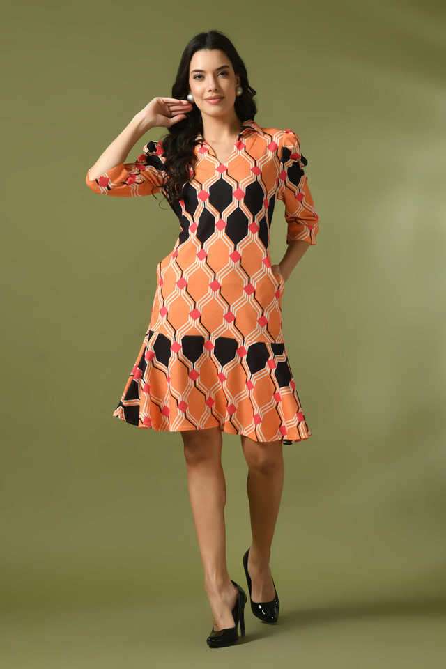 myshka Printed Collared Polyester Women Dress-picture-12