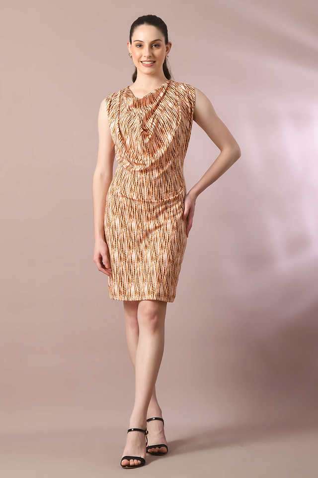 myshka Printed Cowl Neck Polyester Women Dress-picture-36
