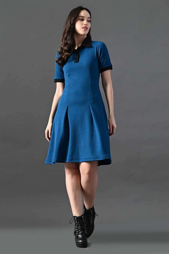 myshka Solid Collared Polyester Women Dress-picture-31
