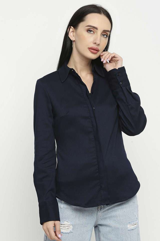 remanika Solid Collared Cotton Women Casual Wear Shirt-picture-11