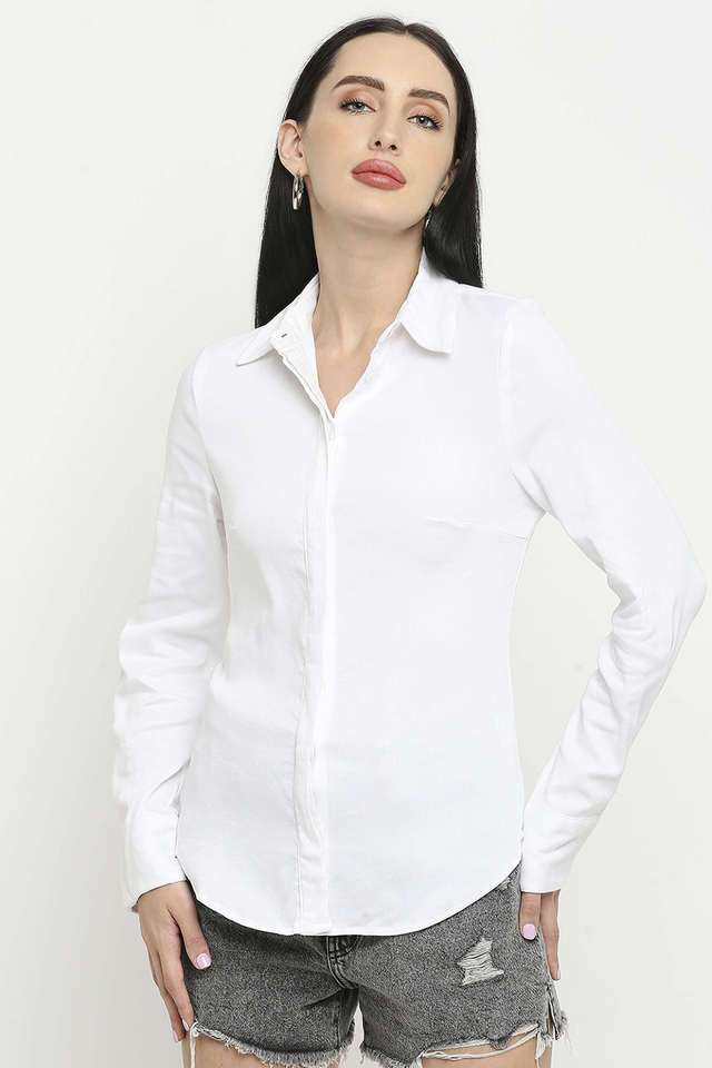 remanika Solid Collared Cotton Women Casual Wear Shirt-picture-37