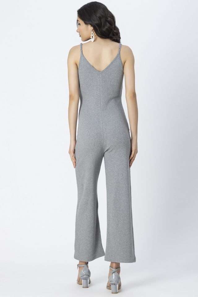 Buy Moomaya Grey Solid Sleeveless Cotton Women's Full Length