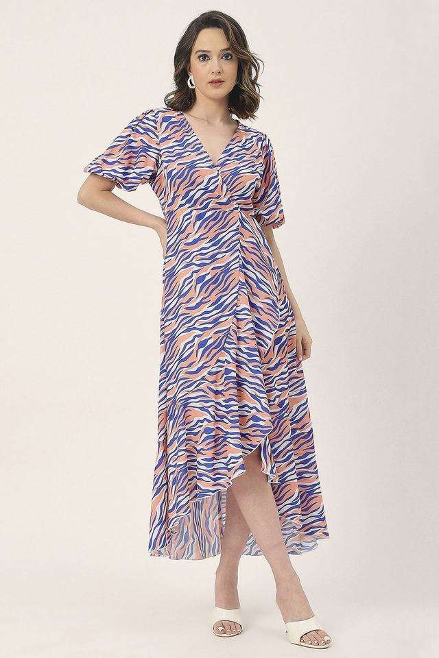 Animal Print V-Neck Georgette Women Dress-image-2