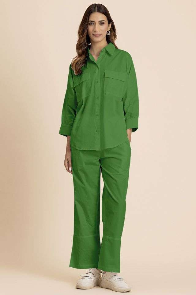 Solid Cotton Regular Fit Women's Co-Ord Set