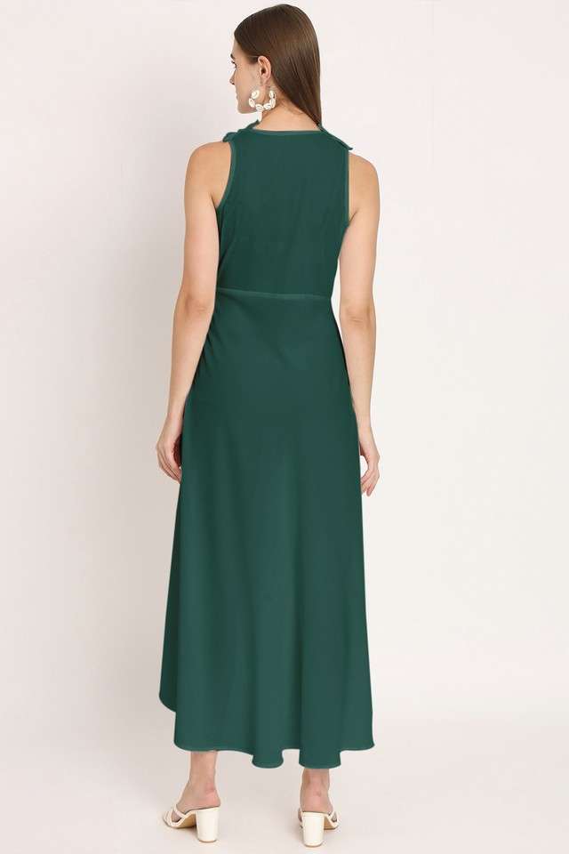green emerald velvet dress Maris Bottom Split Midi Dress - Gu Fashion main image 0