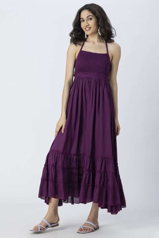 Tata Cliq Purple Fit And Flare Dress With Sleeves Indo Western New