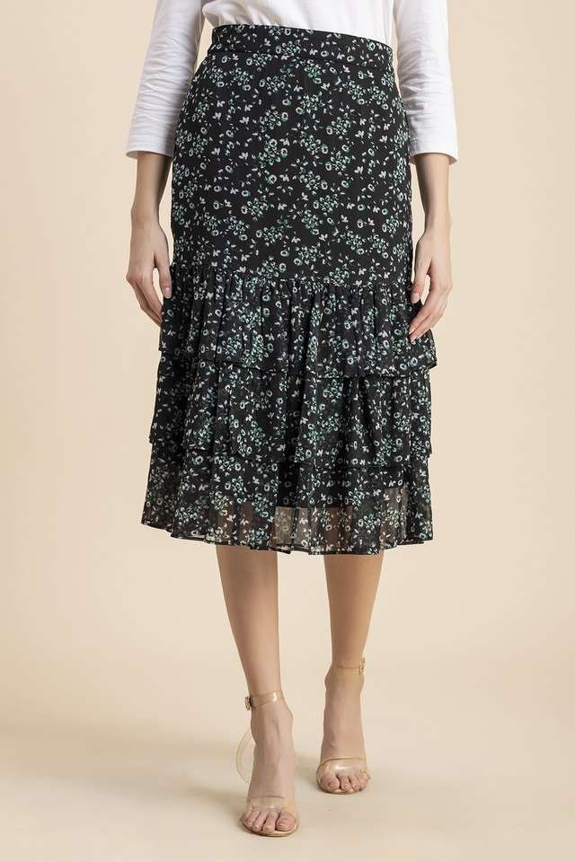Regular Fit Knee Length Chiffon Women Casual Wear Skirts