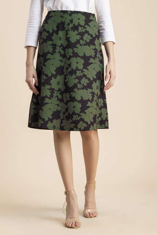 Regular Fit Knee Length Crepe Women Casual Wear Skirts