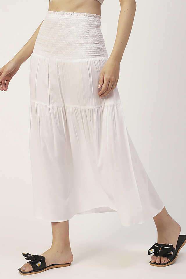 Regular Fit Knee Length Rayon Women Casual Wear Skirts