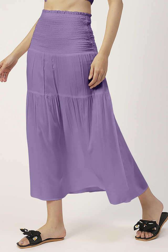 Regular Fit Knee Length Rayon Women Casual Wear Skirts